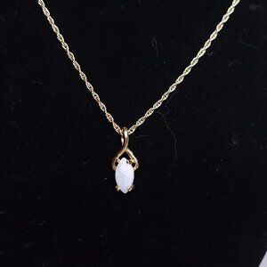 Gold Tone Faux Opal Necklace